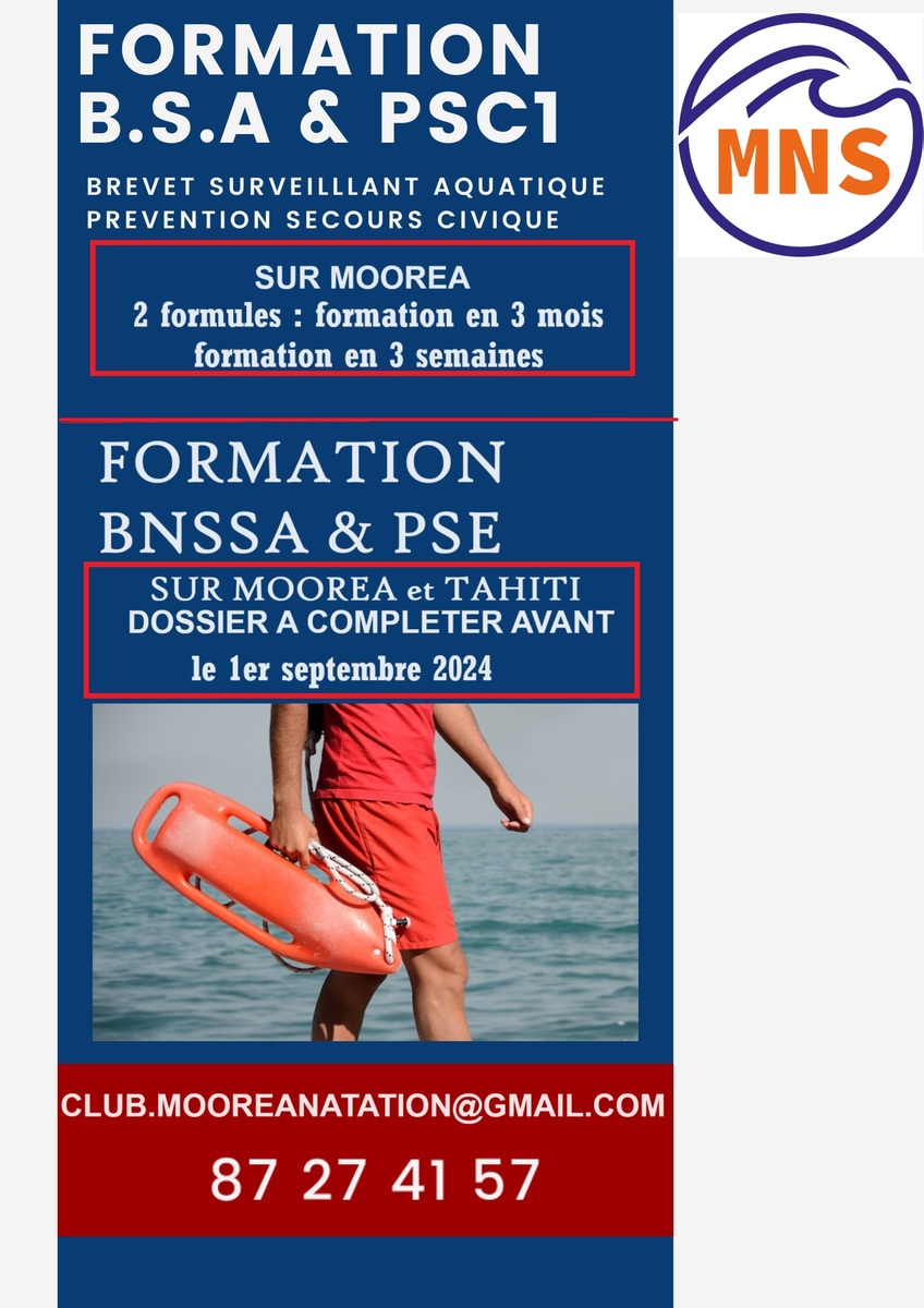Formation BSA/BNSSA sur Moorea 2024 